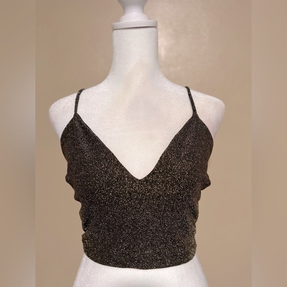 Windsor Tops - Windsor Crop Top| Windsor Gold Sequin| Color: Black/Gold | Size: Small